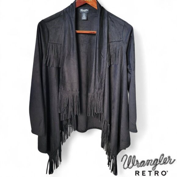 Wrangler Jackets & Blazers - NWT Wrangler Retro Women's Open Front Faux Suede Fringe Jacket Cardigan | Sz L